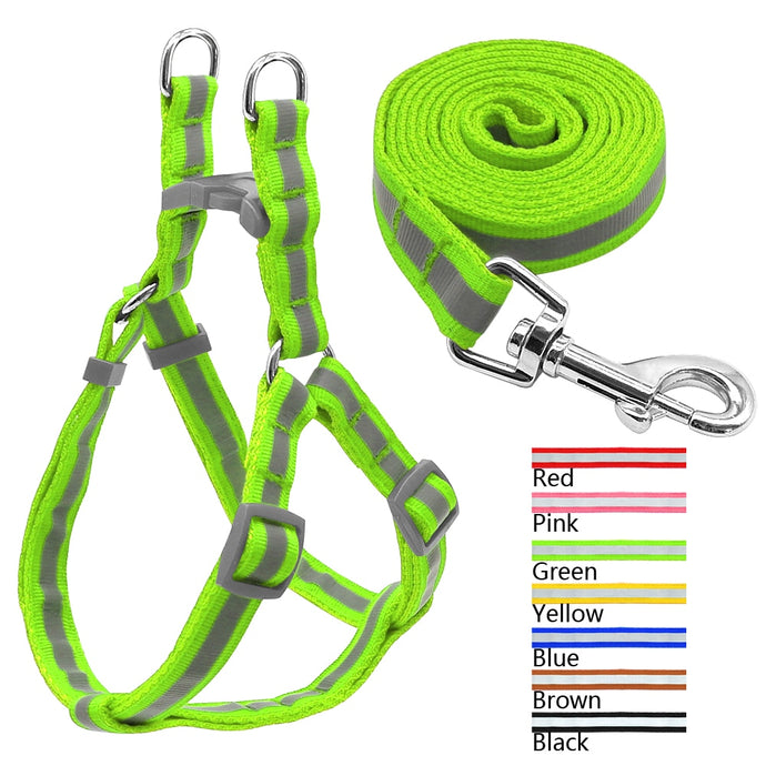 Nylon Reflective Dog Harness Leash Lead Set